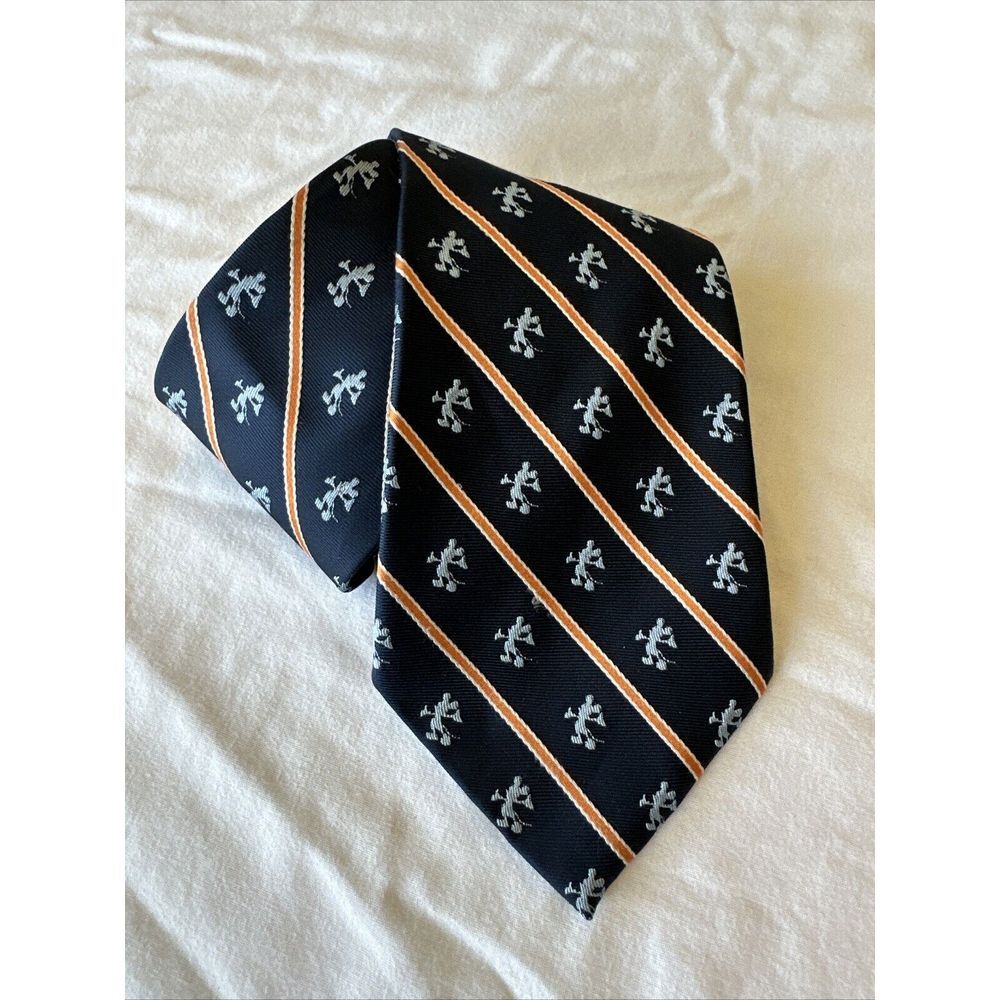 Walt Disney World Mickey Mouse Neck Tie‎ 100% Silk Disneyland Resort Navy/Orange